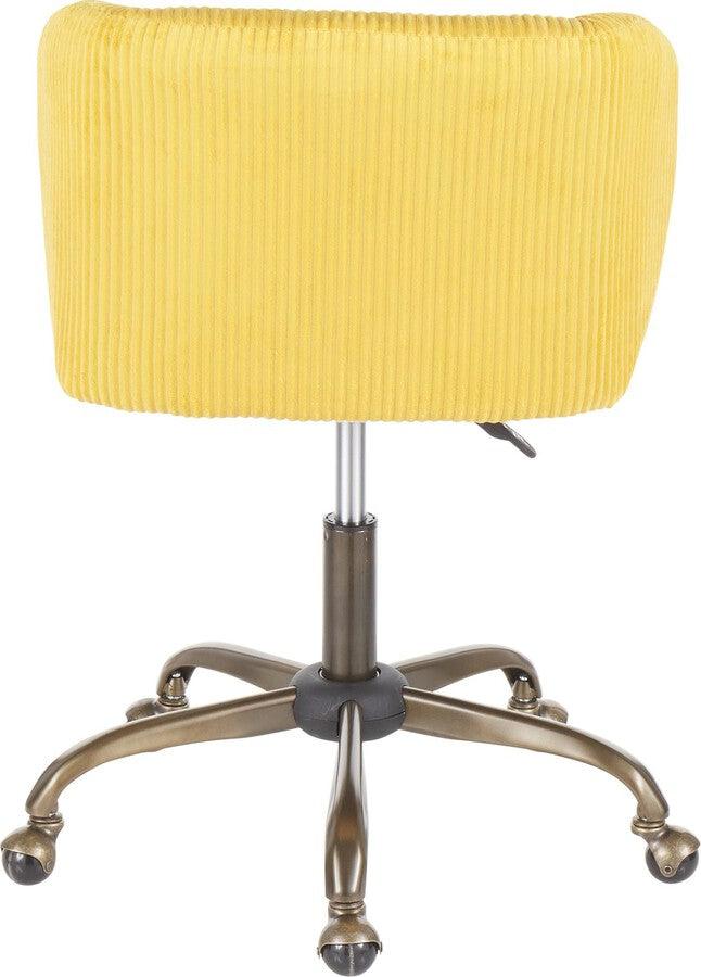 Lumisource Task Chairs - Fran Contemporary Task Chair in Yellow Corduroy Fabric