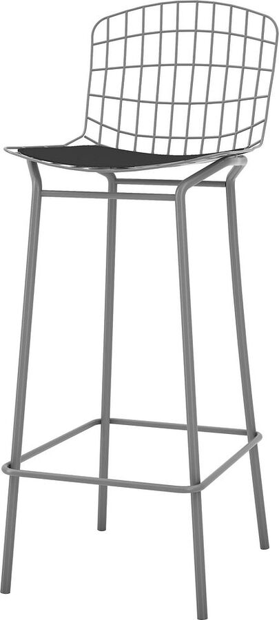 Manhattan Comfort Barstools - Madeline 41.73" Barstool, Set of 3 with Seat Cushion in Charcoal Grey and Black
