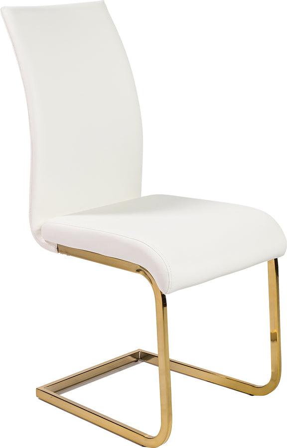 Euro Style Dining Chairs - Epifania Dining Chair in White with Matte Brushed Gold Legs - Set of 4