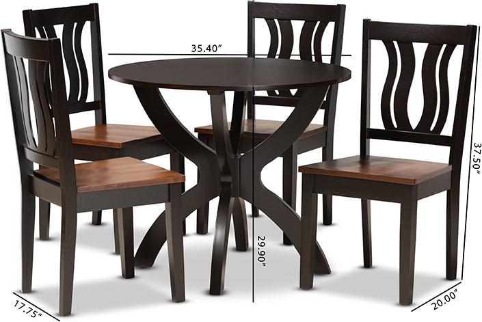 Wholesale Interiors Dining Sets - Karla Two-Tone Dark Brown and Walnut Brown Finished Wood 5-Piece Dining Set