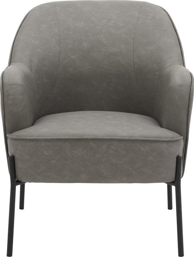Lumisource Accent Chairs - Daniella Contemporary Accent Chair In Black Metal & Grey Faux Leather