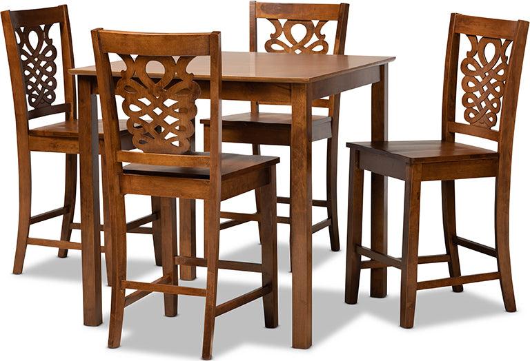 Wholesale Interiors Dining Sets - Gervais Walnut Brown Finished Wood 5-Piece Pub Set