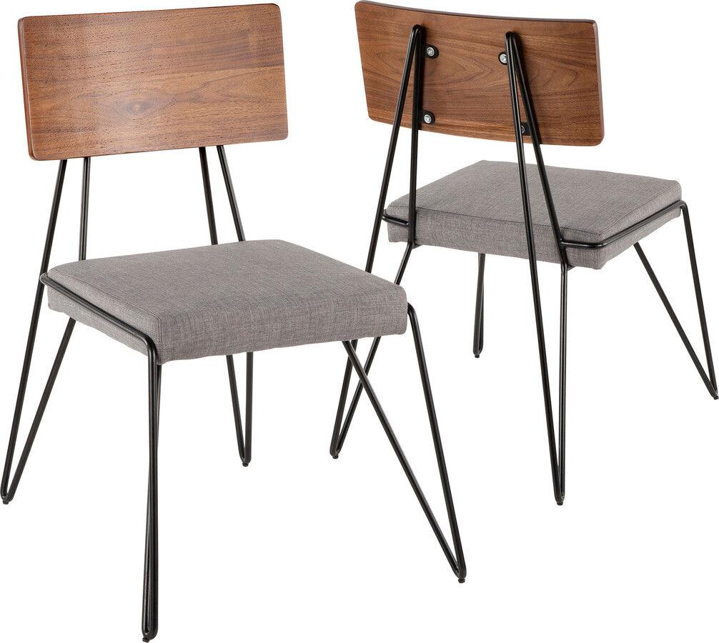 Lumisource Dining Chairs - Loft Chair 34" Gray Fabric & Walnut Wood (Set of 2)
