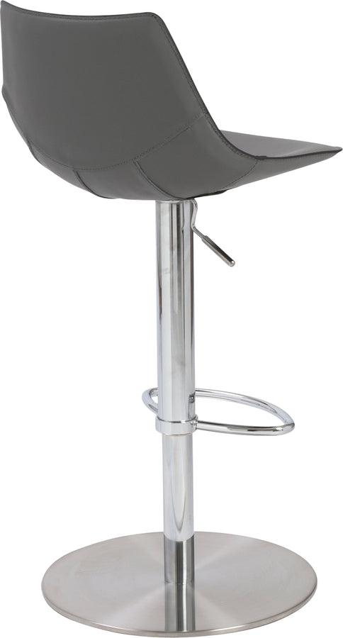 Euro Style Barstools - Rudy Adjustable Swivel Bar/Counter Stool in Gray with Brushed Stainless Steel Base