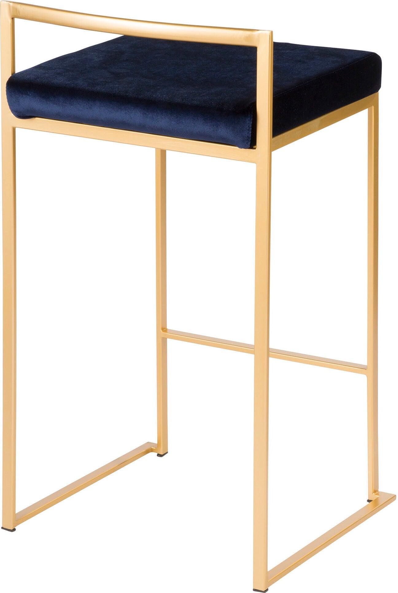 Lumisource Barstools - Fuji Stacker Counter Stool (Set of 2) Gold & Blue
