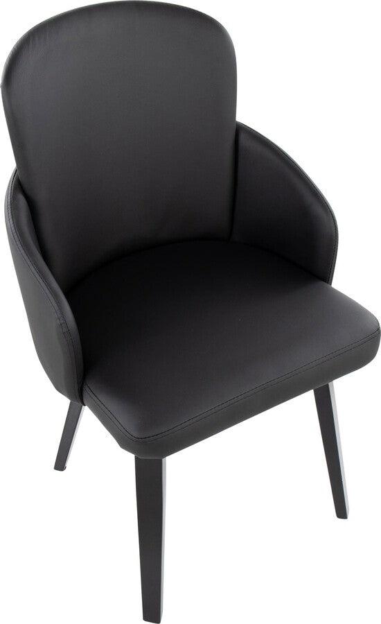 Lumisource Dining Chairs - Dahlia Contemporary Dining Chair In Black Wood & Black Faux Leather With Chrome Accent (Set of 2)