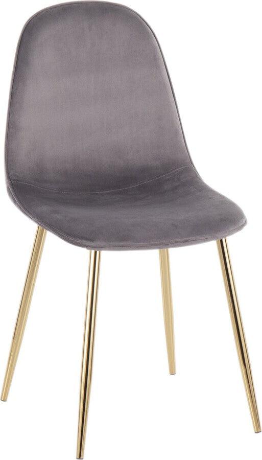 Lumisource Living Room Sets - Pebble Chair 35" Gold Steel & Gray Velvet (Set of 2)