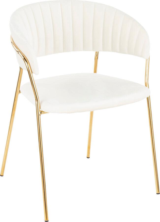Lumisource Dining Chairs - Tania Contemporary-Glam Chair in Gold Metal with White Velvet - Set of 2
