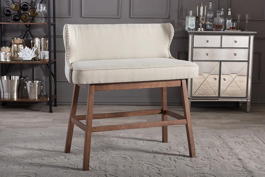 Wholesale Interiors Barstools - Gradisca Fabric Button-tufted Upholstered Bar Bench Banquette Light Beige