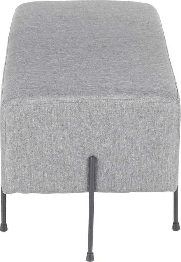 Lumisource Benches - Daniella Contemporary Bench in Black Metal and Grey Fabric
