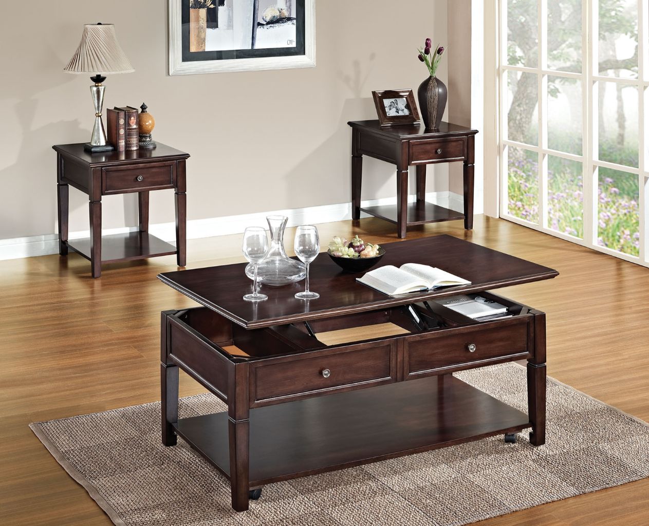 ACME Coffee Tables - ACME Malachi Coffee Table w/Lift Top, Walnut