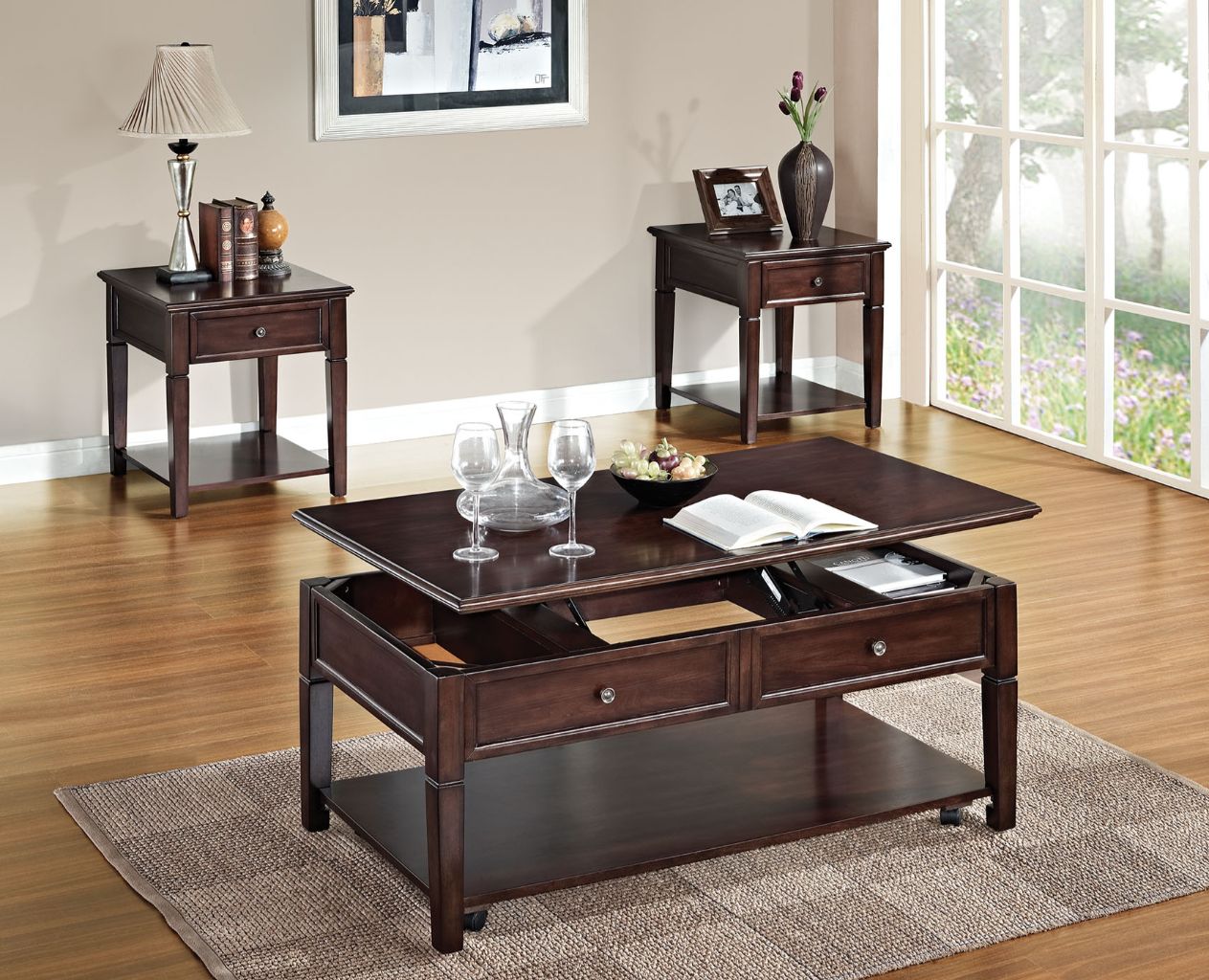 Malachi Coffee Table w/Lift Top, Walnut (80254)