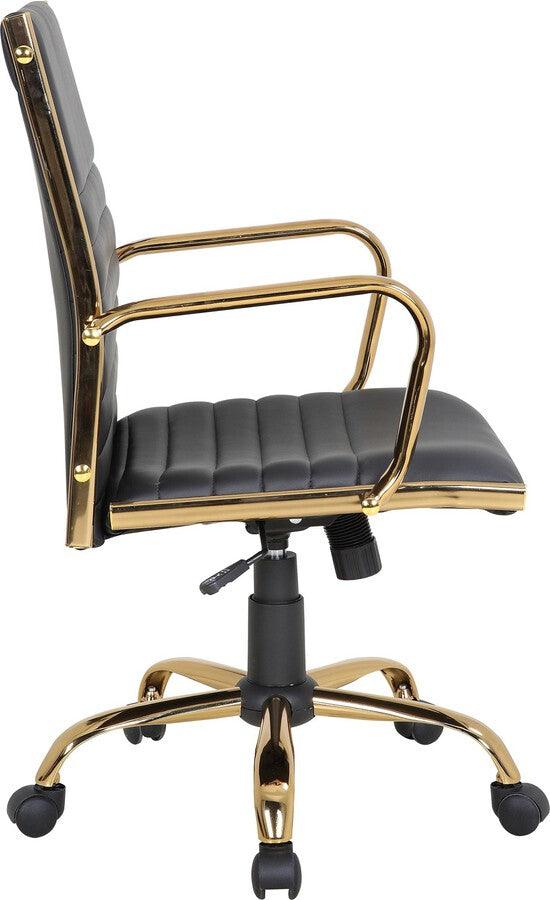 Lumisource Task Chairs - Master Contemporary Adjustable Office Chair with Swivel in Gold with Black Faux Leather