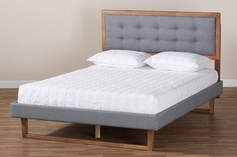 Wholesale Interiors Beds - Emele Queen Bed Dark Gray & Ash walnut