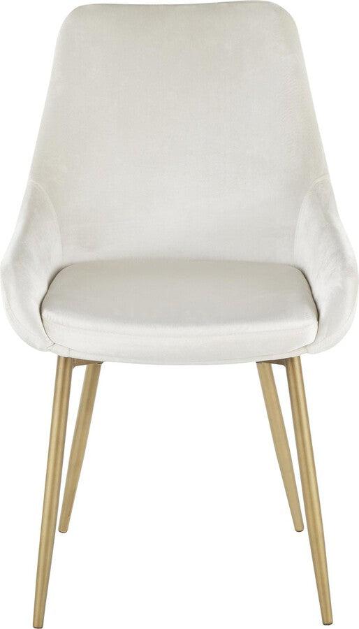 Lumisource Dining Chairs - Diana Contemporary Chair in Satin Brass Metal & Cream Velvet - Set of 2