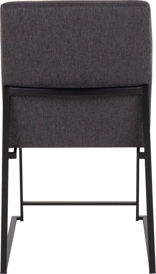 Lumisource Dining Chairs - High Back Fuji Contemporary Dining Chair In Black Steel & Charcoal Fabric (Set of 2)