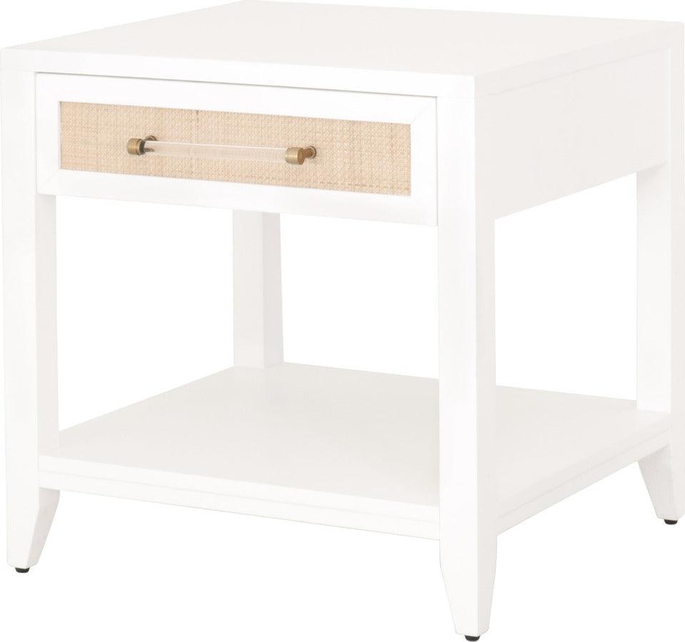 Essentials For Living Side & End Tables - Holland 1-Drawer Side Table Matte White, Natural, Brushed Brass