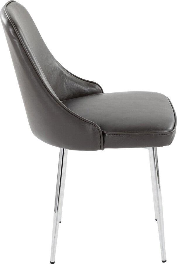 Lumisource Dining Chairs - Marcel Contemporary Dining Chair With Chrome Frame & Grey Faux Leather (Set of 2)