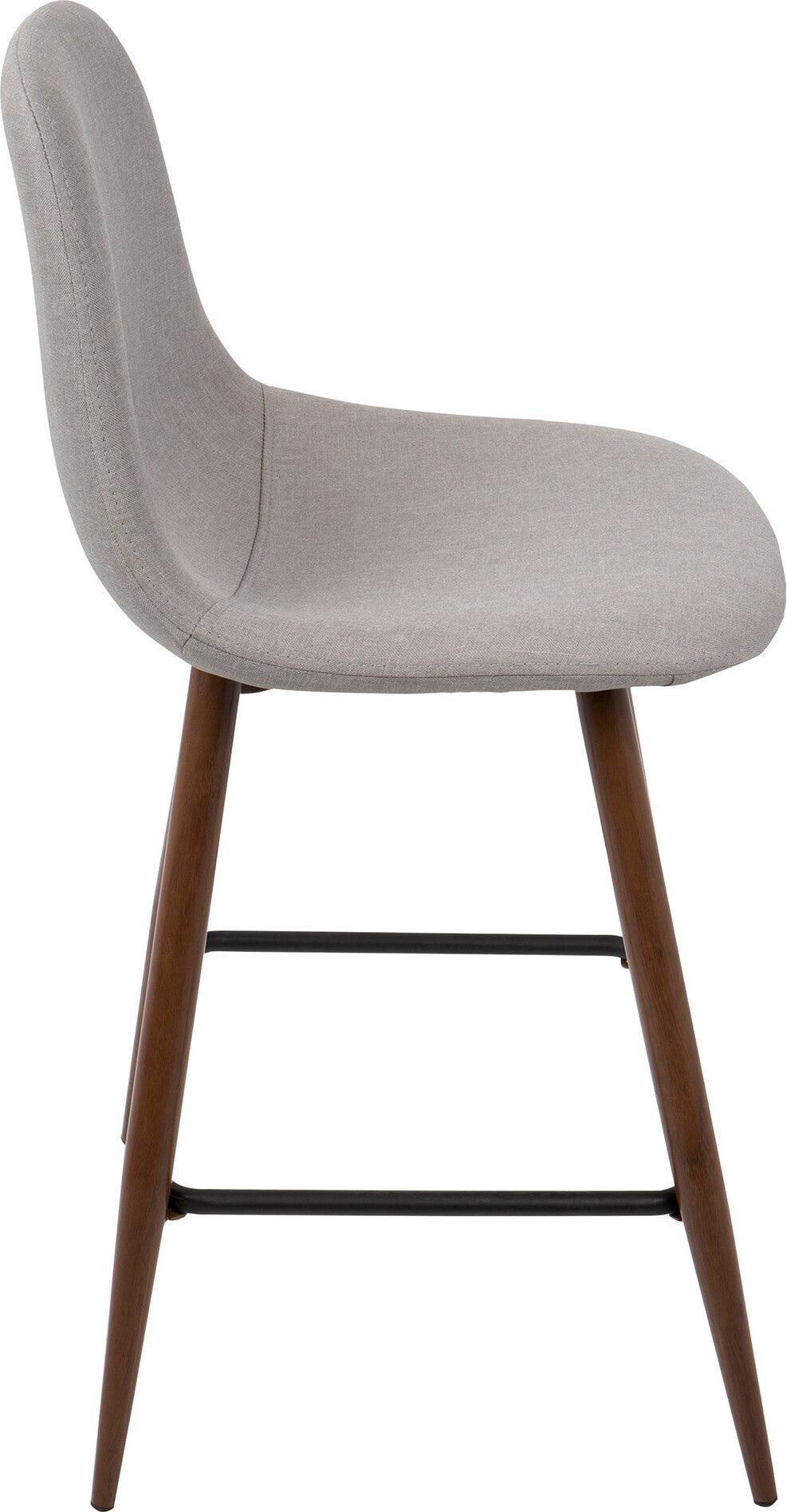 Lumisource Barstools - Pebble Counter Stool Walnut & Light Gray (Set of 2)