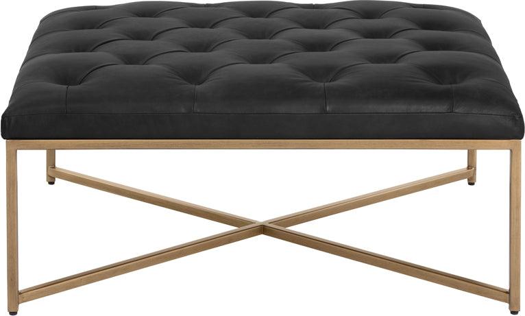 SUNPAN Ottomans & Stools - Endall Ottoman Vintage Black Night Leather