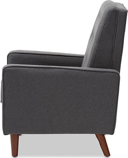 Wholesale Interiors Accent Chairs - Mathias Mid-Century Modern Grey Fabric Upholstered Lounge Chair