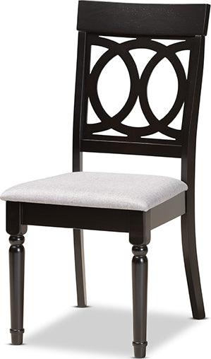 Wholesale Interiors Dining Sets - Jessie Grey Fabric Upholstered and Dark Brown Finished Wood 7-Piece Dining Set