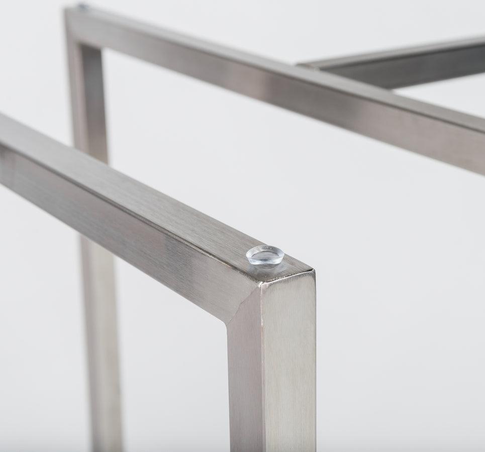 Euro Style Dining Tables - Legend 36" Dining Table with Clear Tempered Glass Top and Brushed Stainless Steel Base