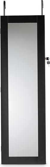 Wholesale Interiors Cabinets & Wardrobes - Richelle Modern and Contemporary Black Wood Hanging Jewelry Armoire with Mirror