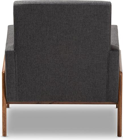 Wholesale Interiors Accent Chairs - Perris Mid-Century Modern Dark Gray Fabric Upholstered Walnut Wood Lounge Chair