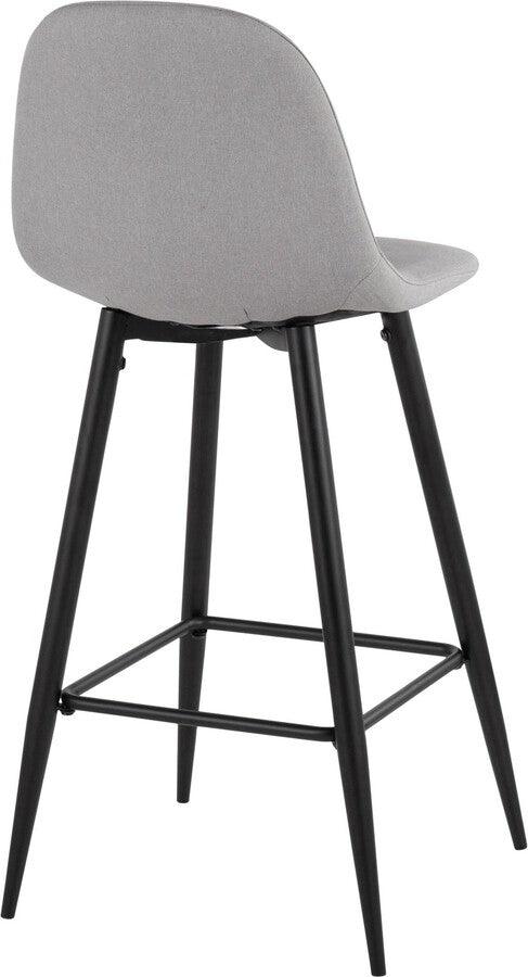 Lumisource Barstools - Pebble Barstool In Black Metal & Light Grey Fabric (Set of 2)