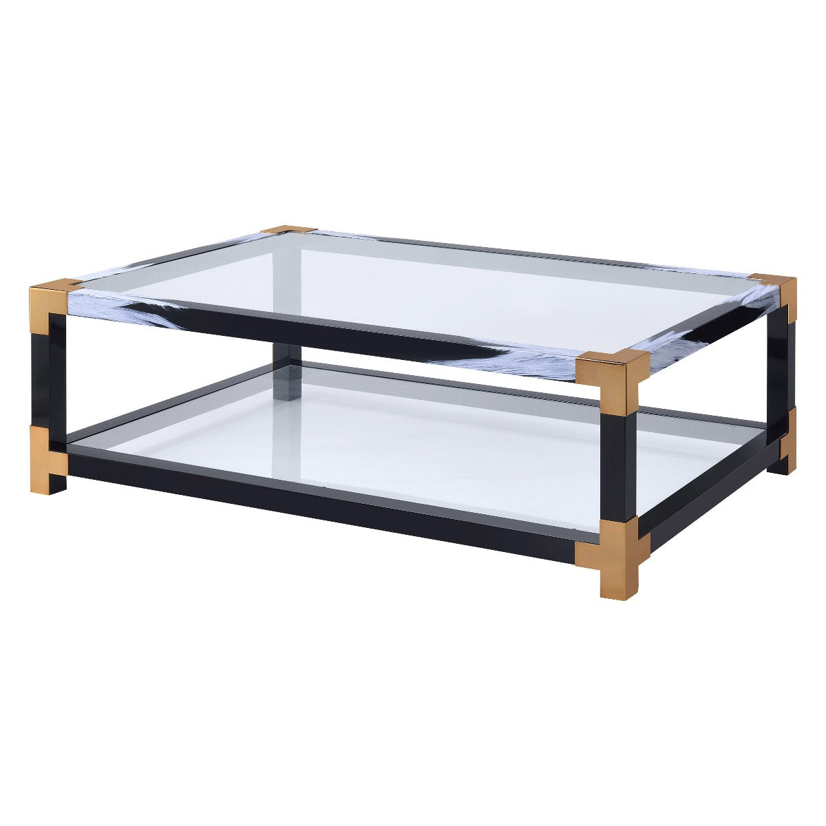 ACME Furniture TV & Media Units - Lafty Coffee Table, White Brushed & Clear Glass