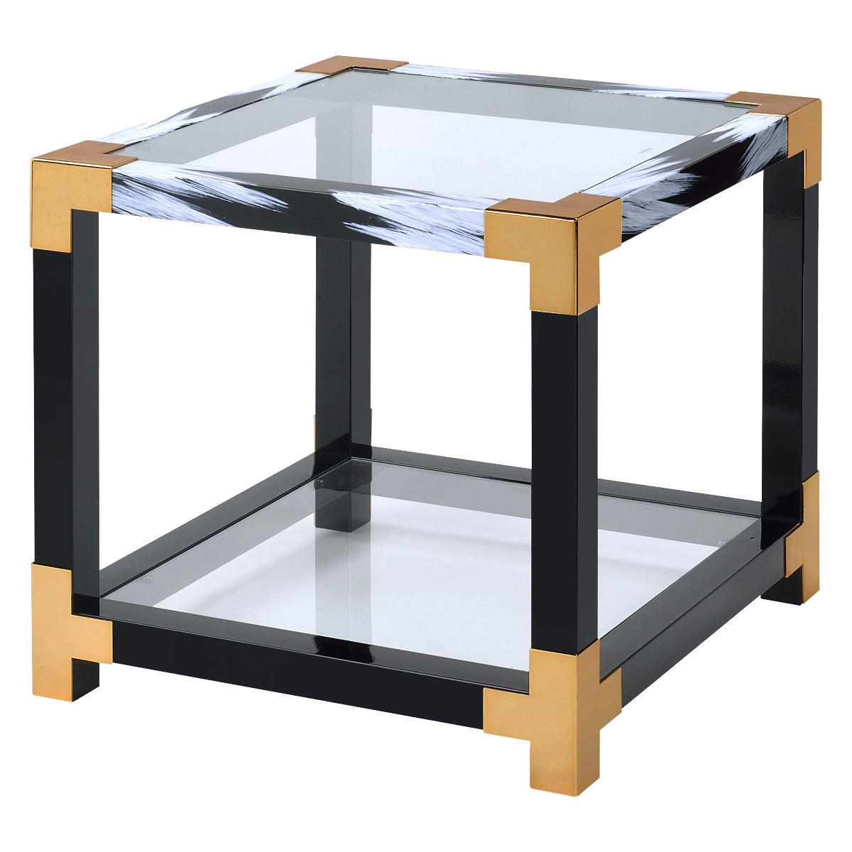 The Fulfiller TV & Media Units - Lafty End Table, White Brushed & Clear Glass