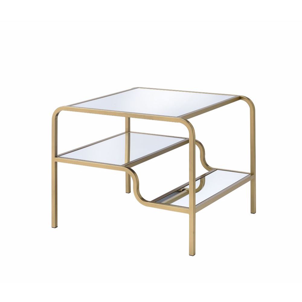 ACME Furniture TV & Media Units - Astrid End Table, Gold & Mirror