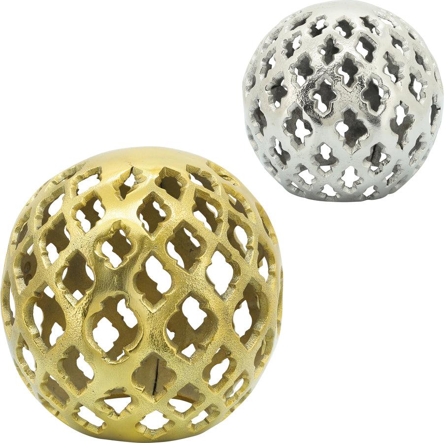 Sagebrook Home Decorative Objects - Metal, 8" Cut-Out Orb, Gold