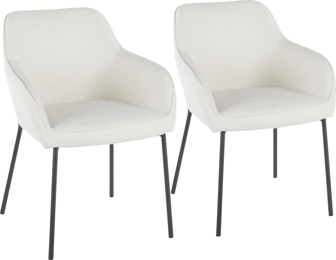 Lumisource Dining Chairs - Daniella Contemporary Dining Chair in Black Metal & Cream Fabric - Set of 2