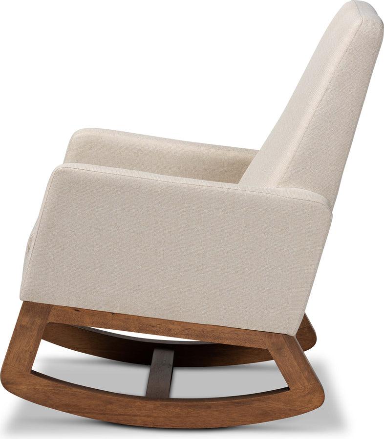 Wholesale Interiors Rocking Chairs - Yashiya Mid-century Retro Modern Light Beige Fabric Upholstered Rocking Chair