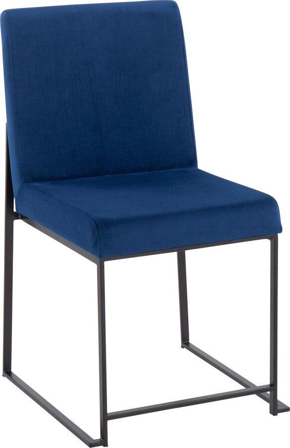 Lumisource Dining Chairs - High Back Fuji Contemporary Dining Chair In Black Steel & Blue Velvet (Set of 2)