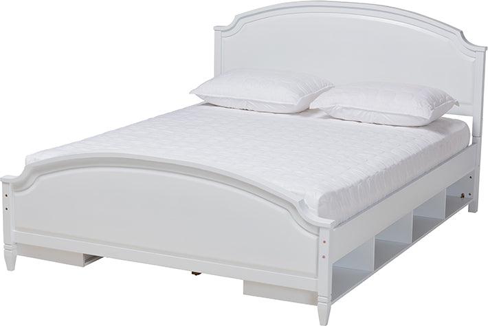 Wholesale Interiors Bedroom Sets - Elise Classic and Transitional White Finished Wood Queen Size 4-Piece Bedroom Set