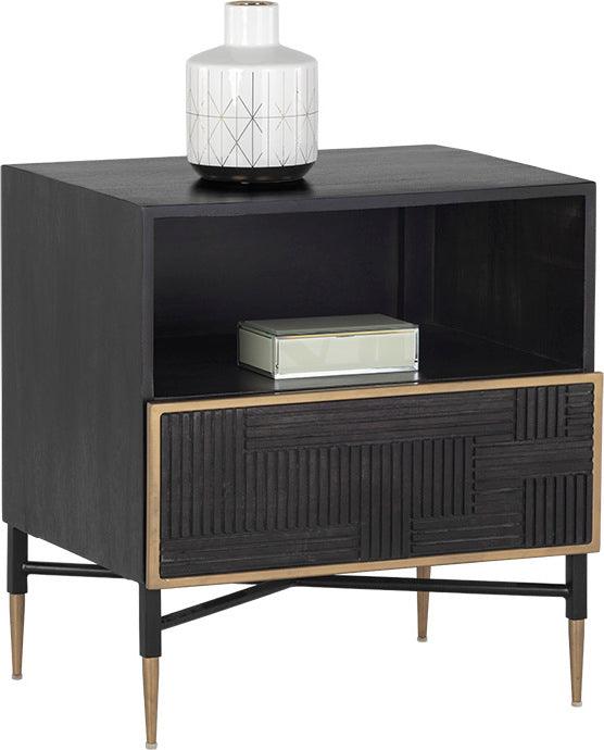 SUNPAN Nightstands & Side Tables - Markwood Nightstand - Brass - Dark Brown Brown