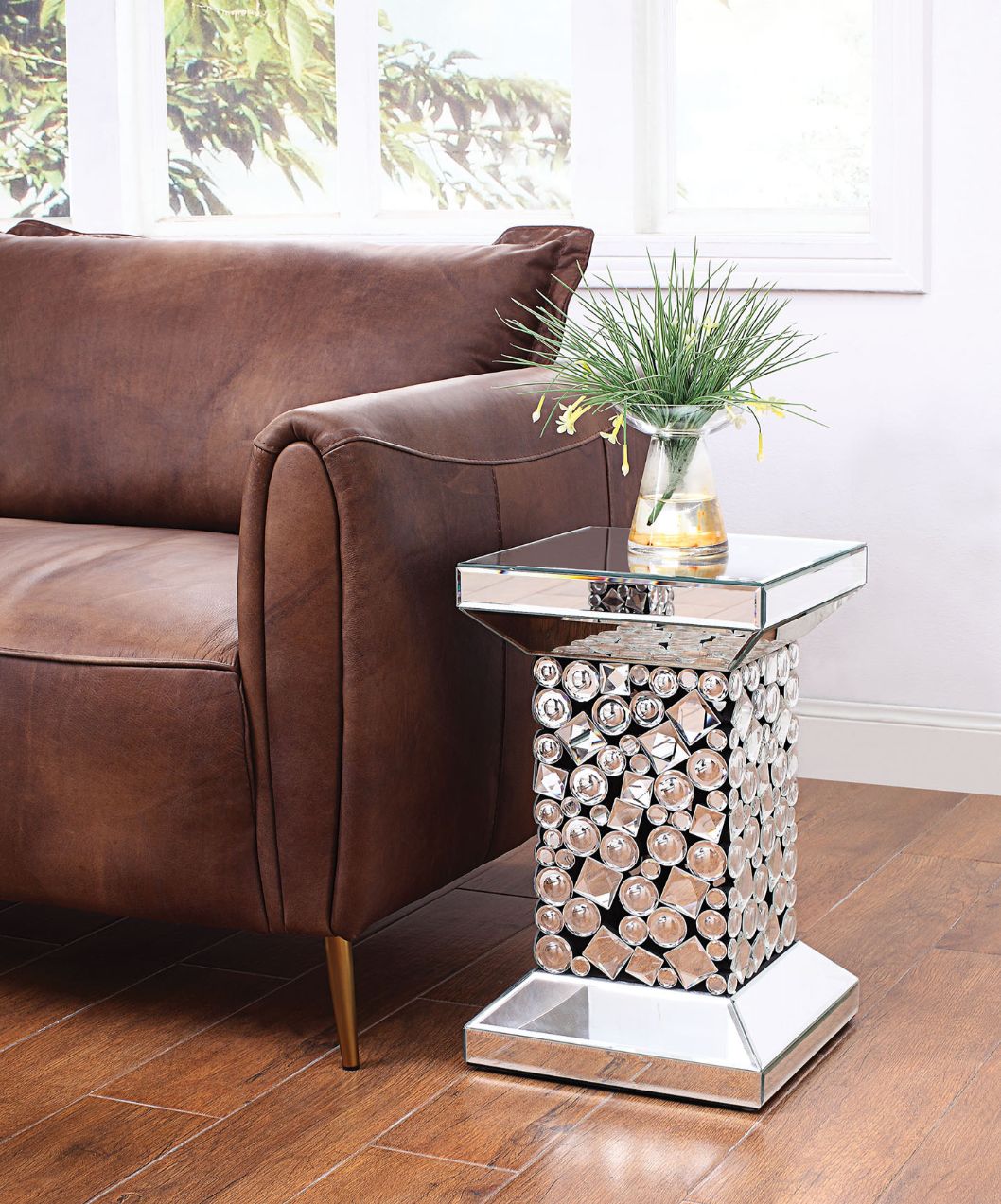 ACME Side & End Tables - ACME Kachina End Table, Mirrored & Faux Gem