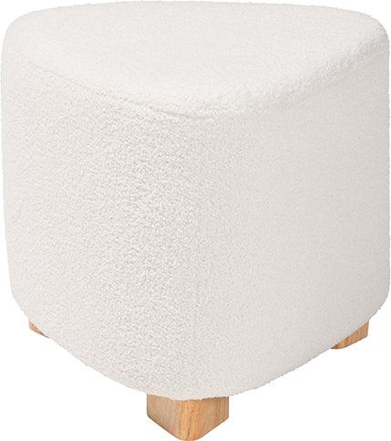 Wholesale Interiors Ottomans & Stools - Brielle Contemporary Ivory Boucle Upholstered and Natural Brown Finished Wood Ottoman