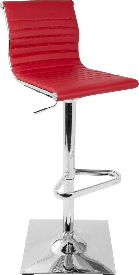 Lumisource Barstools - Masters Contemporary Adjustable Barstool with Swivel in Red Faux Leather