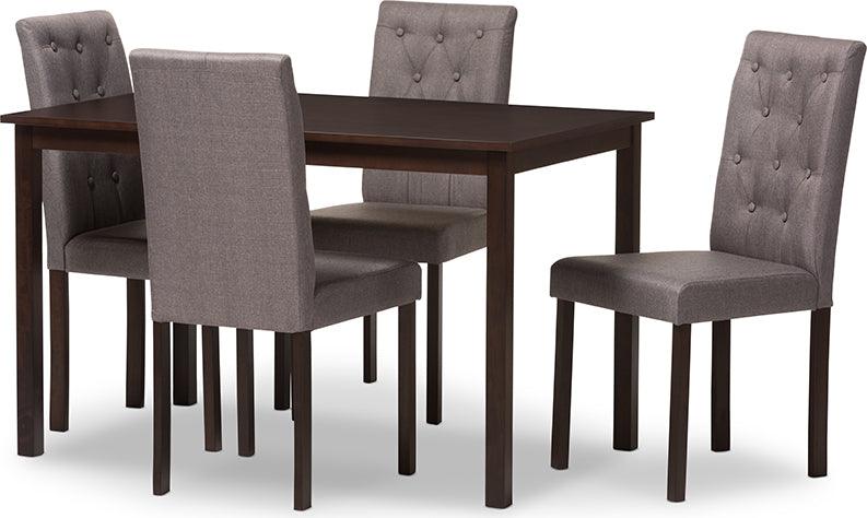 Wholesale Interiors Dining Sets - Gardner Contemporary 5-Piece Dark Brown Grey Fabric Upholstered Dining Set