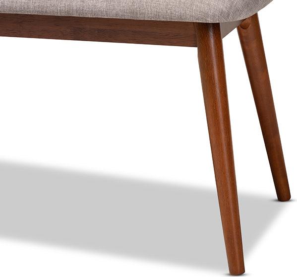 Wholesale Interiors Benches - Flora II Mid-Century Modern Grey Fabric Upholstered Oak Finished Wood Dining Bench