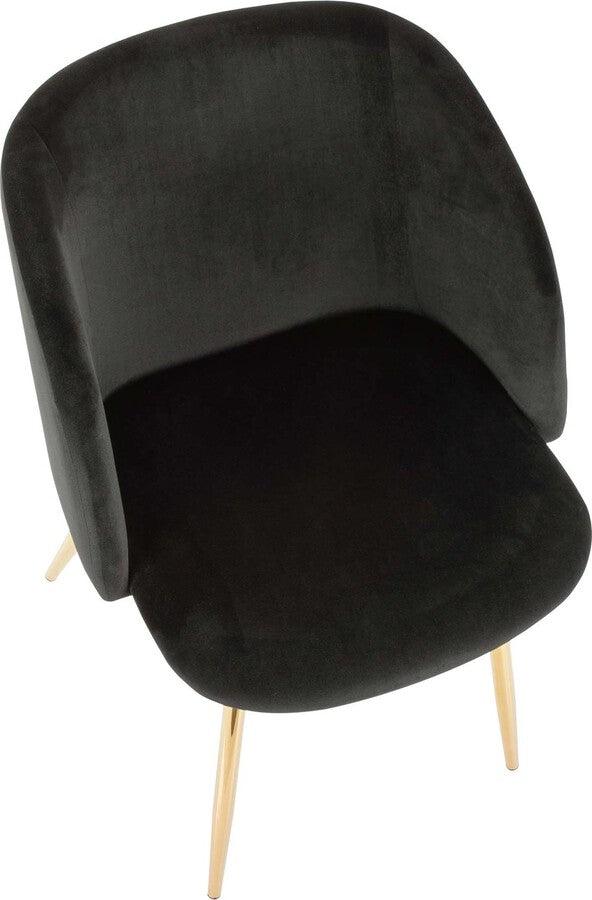 Lumisource Dining Chairs - Fran Contemporary Chair in Gold Metal and Black Velvet - Set of 2