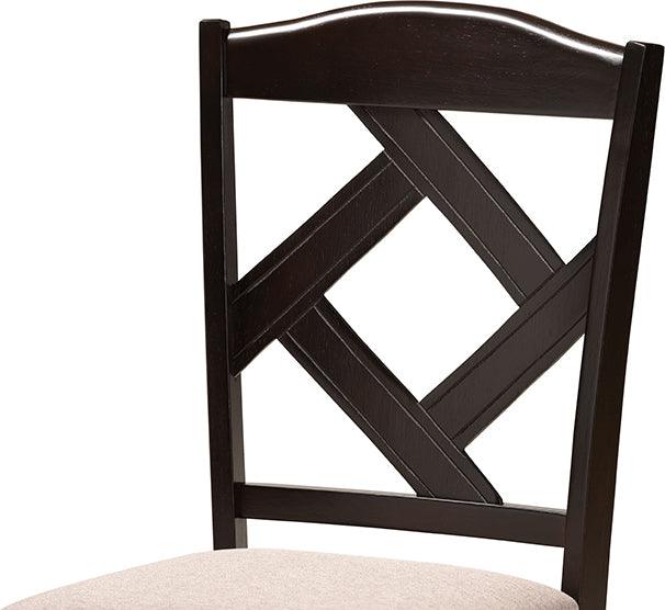 Wholesale Interiors Dining Sets - Quinlan Sand Fabric Upholstered and Dark Brown Finished Wood 5-Piece Dining Set