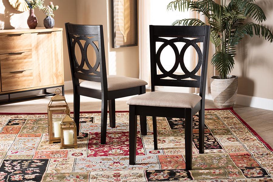 Wholesale Interiors Dining Chairs - Lenoir Sand Fabric Upholstered Espresso Brown Finished Wood 2-Piece Dining Chair Set Set