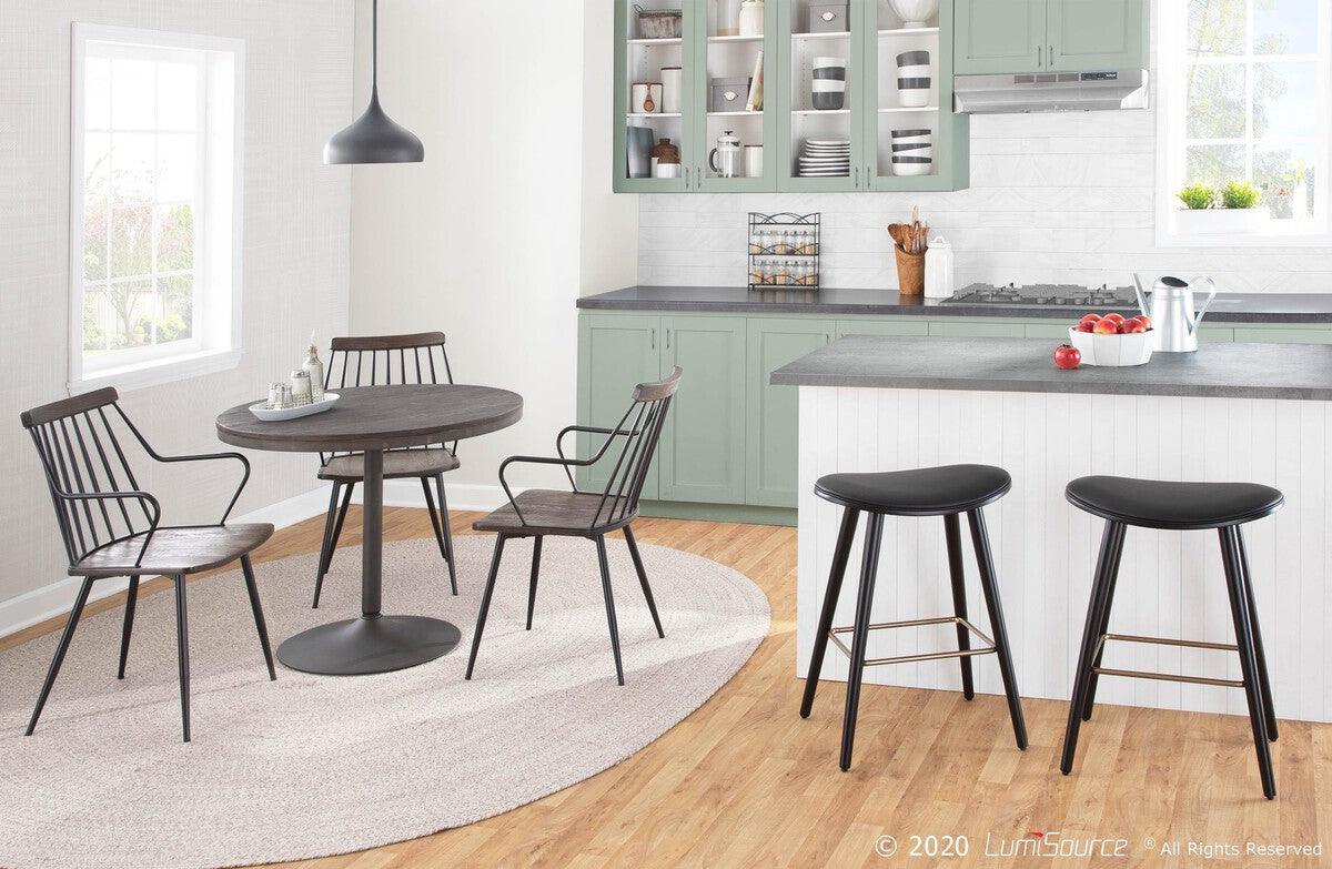 Lumisource Barstools - Saddle 26" Contemporary Counter Stool Black & Gold- Set of 2