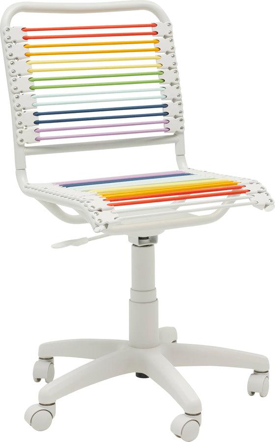 Euro Style Task Chairs - Bungie Low Back Office Chair in Rainbow with White Frame and Base