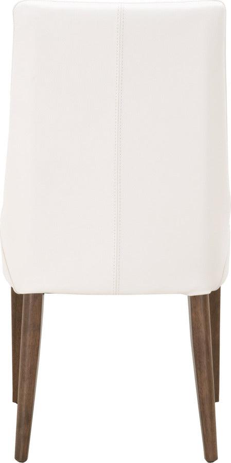 Essentials For Living Dining Chairs - Aurora Dining Chair, Set of 2 Alabaster Top Grain Leather, Walnut